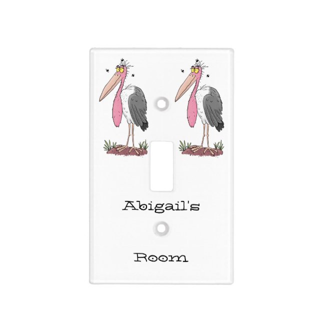 Funny marabou stork cartoon light switch cover (Front)