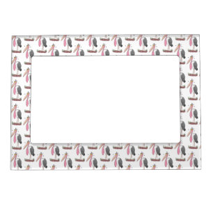 Funny marabou stork cartoon magnetic frame