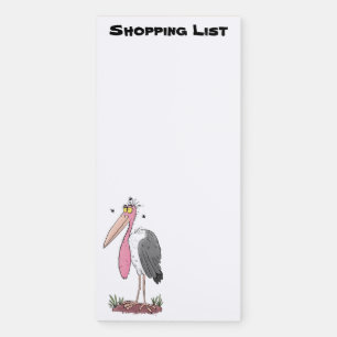 Funny marabou stork cartoon magnetic notepad