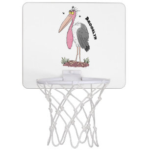 Funny marabou stork cartoon mini basketball hoop