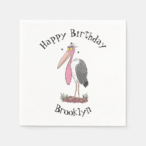 Funny marabou stork cartoon napkins
