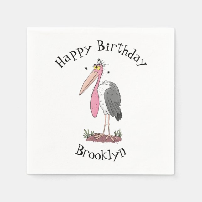 Funny marabou stork cartoon napkins (Front)