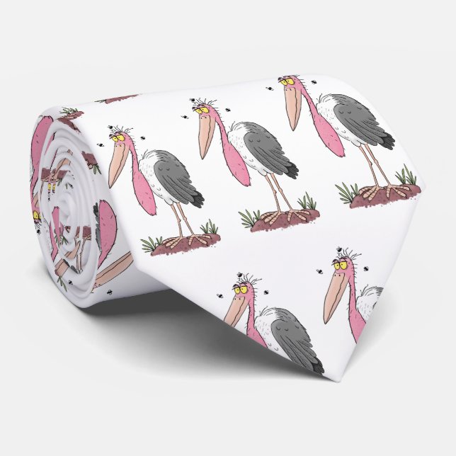 Funny marabou stork cartoon neck tie (Rolled)