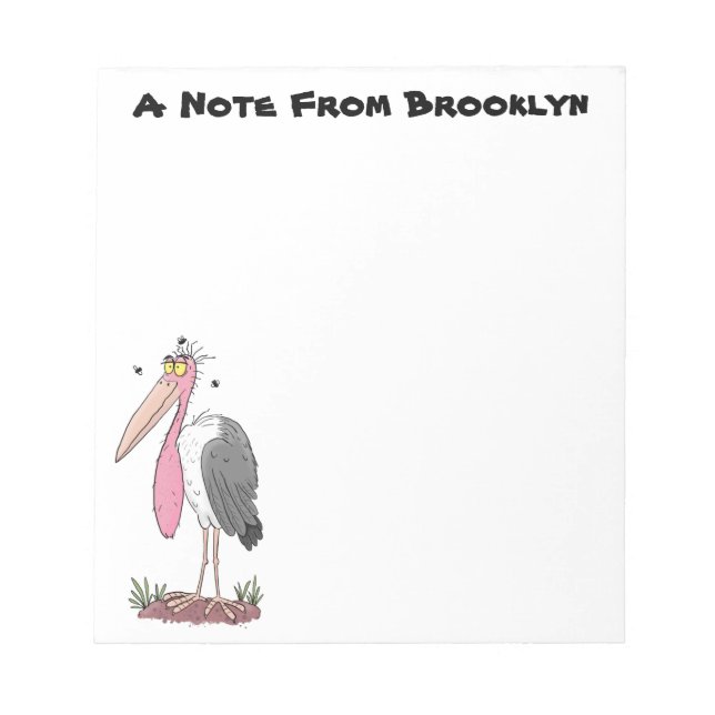Funny marabou stork cartoon notepad (Front)