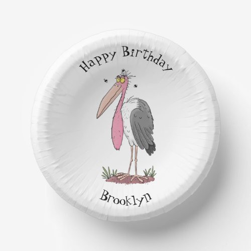 Funny marabou stork cartoon paper bowls
