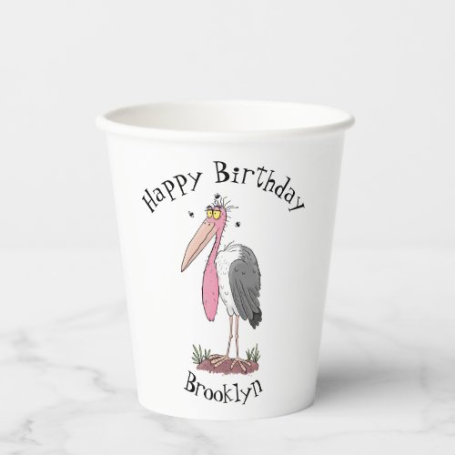 Funny marabou stork cartoon paper cups