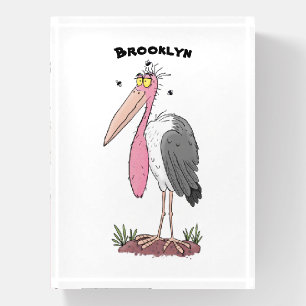 Funny marabou stork cartoon paperweight