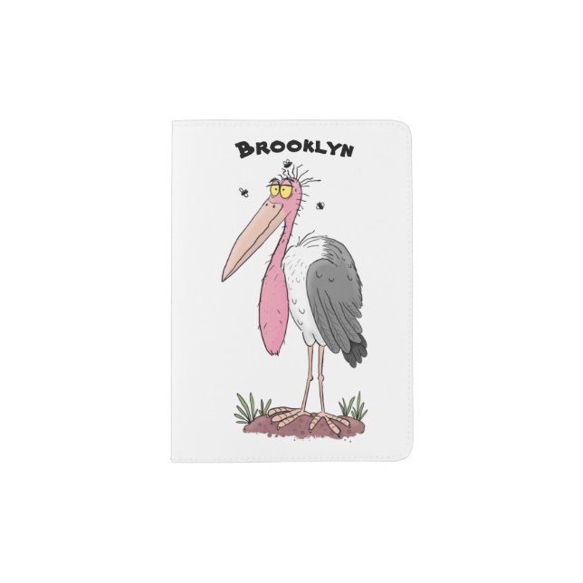 Funny marabou stork cartoon passport holder (Front)