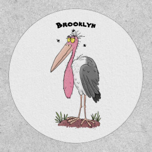 Funny marabou stork cartoon patch