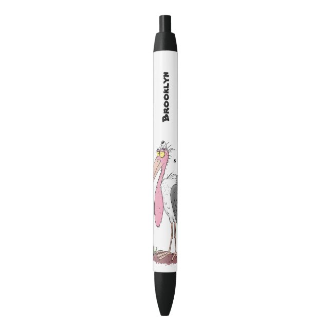 Funny marabou stork cartoon pen (Front Vertical)