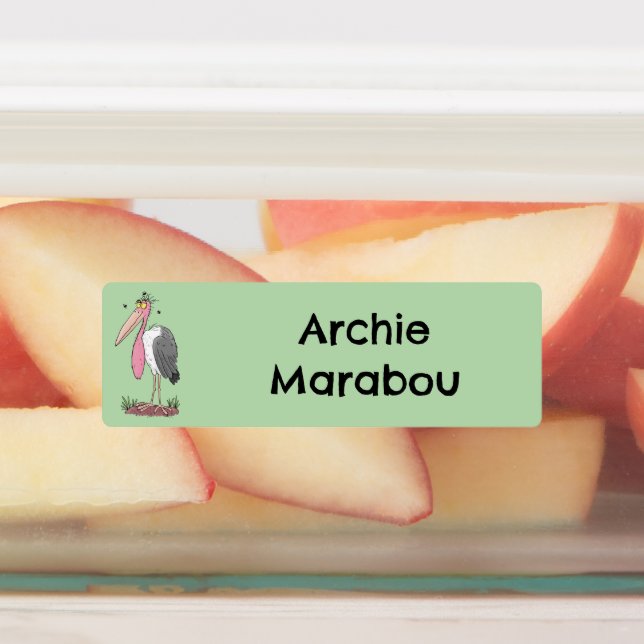 Funny marabou stork cartoon personalized labels (Affixed)