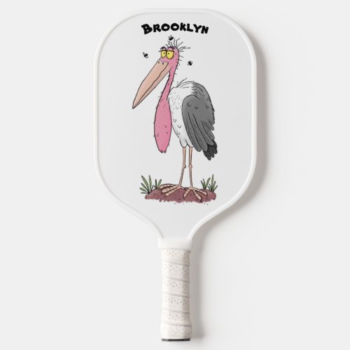 Funny marabou stork cartoon  pickleball paddle