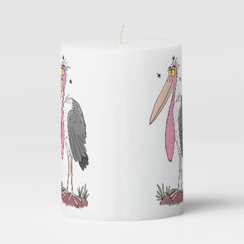 Funny marabou stork cartoon pillar candle