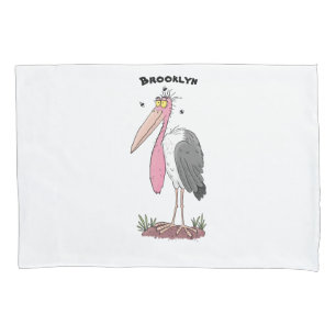Funny marabou stork cartoon pillow case