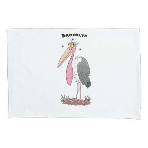 Funny marabou stork cartoon pillow case