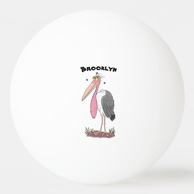 Funny marabou stork cartoon ping pong ball (Front)