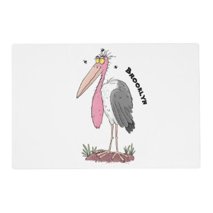 Funny marabou stork cartoon placemat