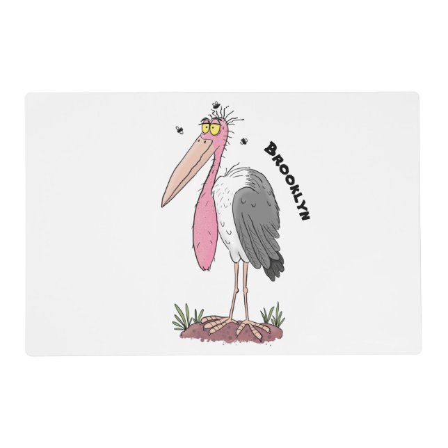 Funny marabou stork cartoon placemat (Front)