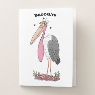Funny marabou stork cartoon pocket folder