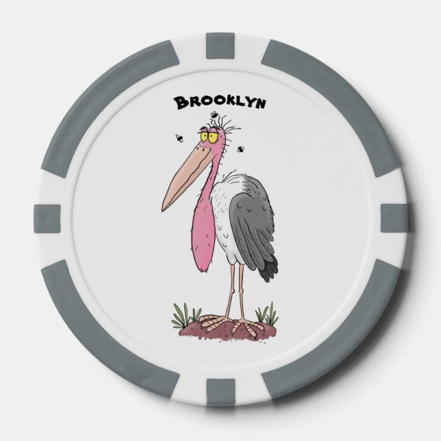 Funny marabou stork cartoon poker chips (Front)
