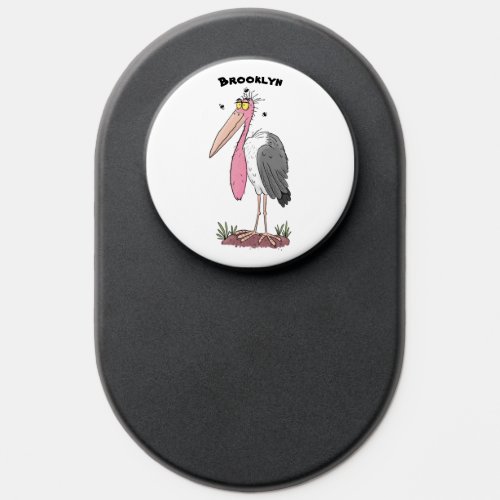 Funny marabou stork cartoon PopSocket