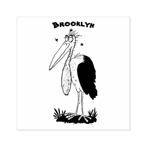 Funny marabou stork cartoon rubber stamp