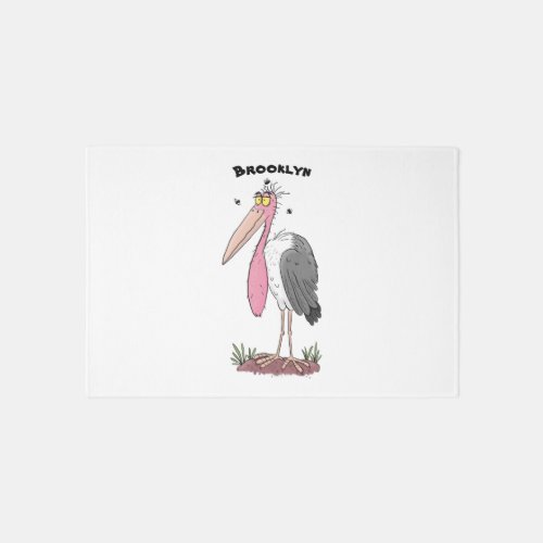 Funny marabou stork cartoon rug