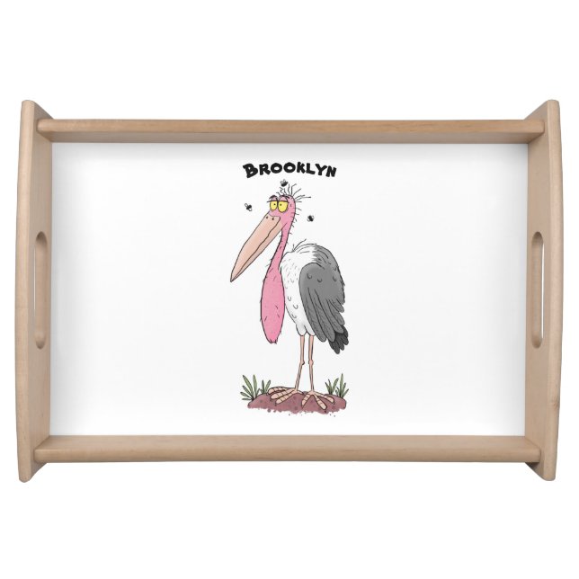 Funny marabou stork cartoon serving tray (Front)