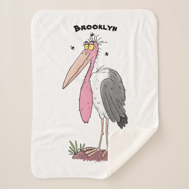 Funny marabou stork cartoon  sherpa blanket (Front)