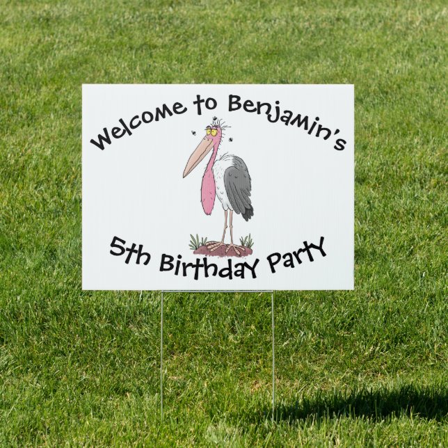 Funny marabou stork cartoon sign (Insitu)