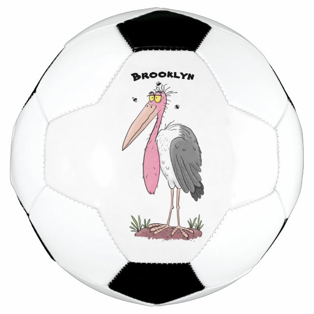 Funny marabou stork cartoon soccer ball (Front)
