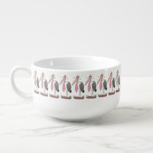 Funny marabou stork cartoon soup mug