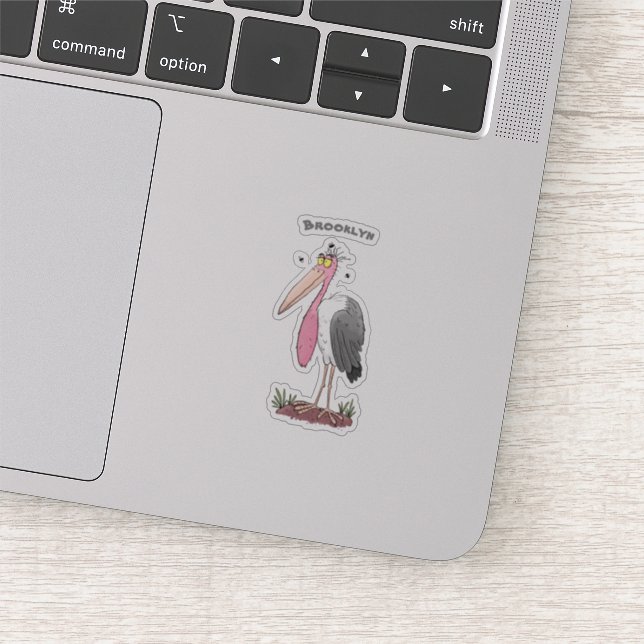 Funny marabou stork cartoon sticker (Detail)