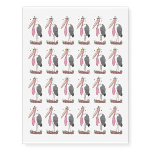 Funny marabou stork cartoon temporary tattoos
