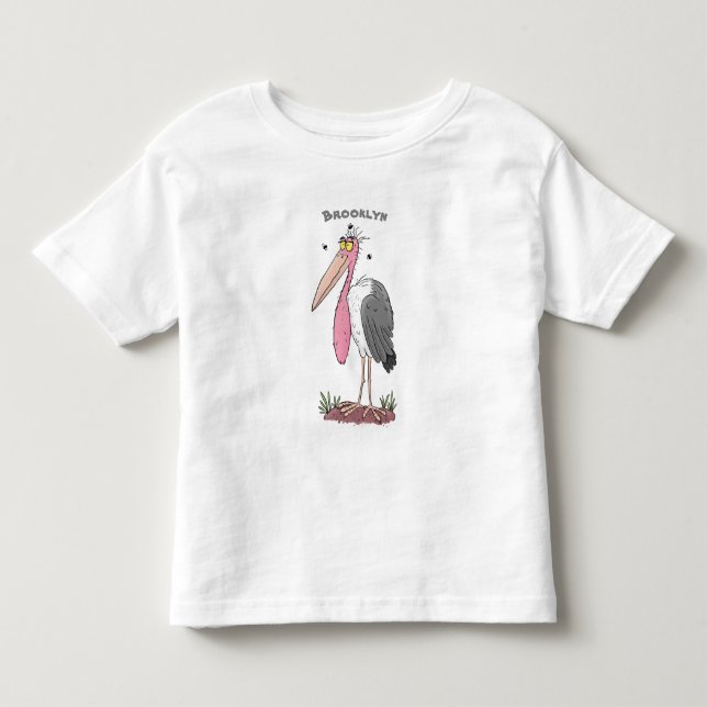 Funny marabou stork cartoon toddler t-shirt (Front)