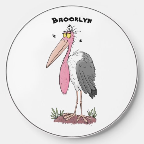 Funny marabou stork cartoon wireless charger 