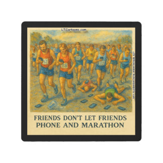 Funny Marathon Cartoon – Friends Don’t Let Friends Metal Print