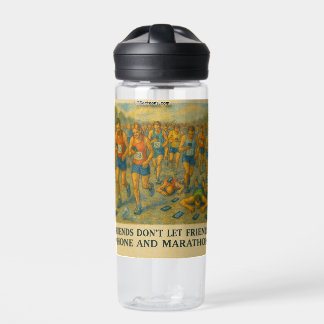 Funny Marathon Cartoon – Friends Don’t Let Friends Water Bottle