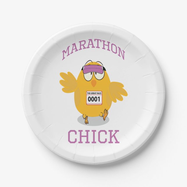 Funny Marathon Chick Paper Plates (Front)