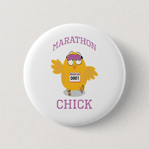 Funny Marathon Chick Pinback Button