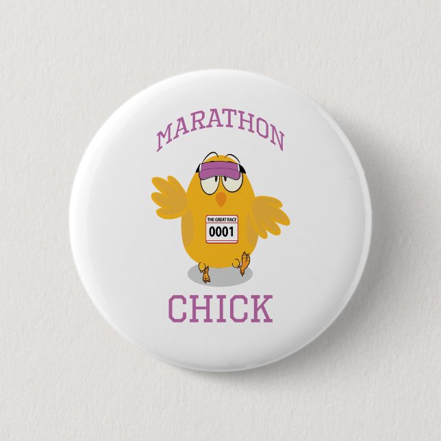 Funny Marathon Chick Pinback Button (Front)