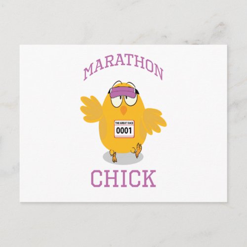 Funny Marathon Chick Postcard