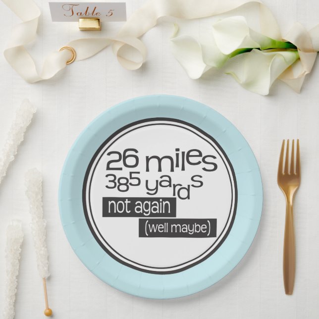 Funny Marathon Runner 26 miles 385 yards Paper Plates (Wedding)