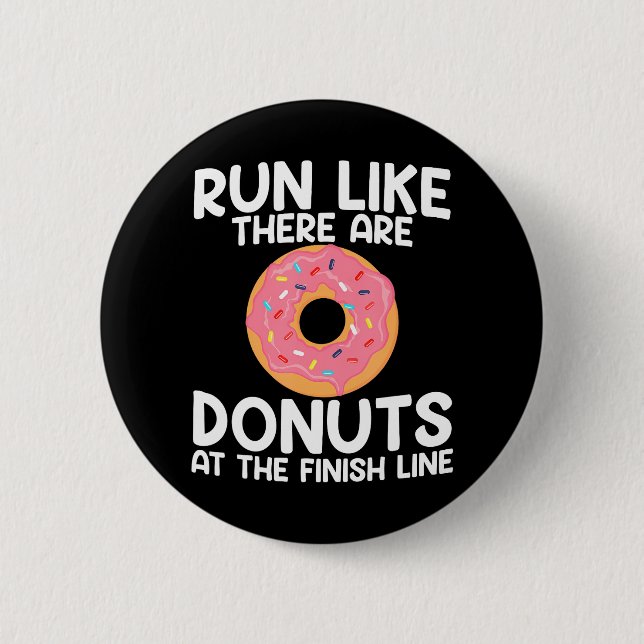 Funny Marathon Running Donut Half Marathon Button (Front)