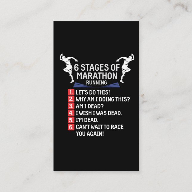 Funny Marathon Running Humor Runner Marathoner Business Card (Front)