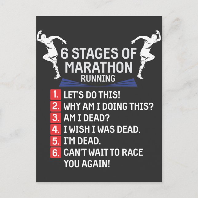 Funny Marathon Running Humor Runner Marathoner Postcard (Front)