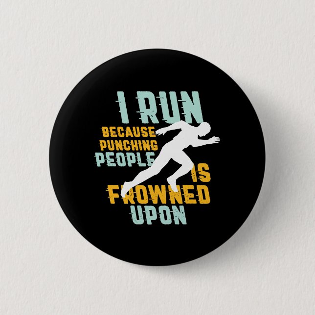 Funny Marathon Running Jogging Workout Exercise Button (Front)