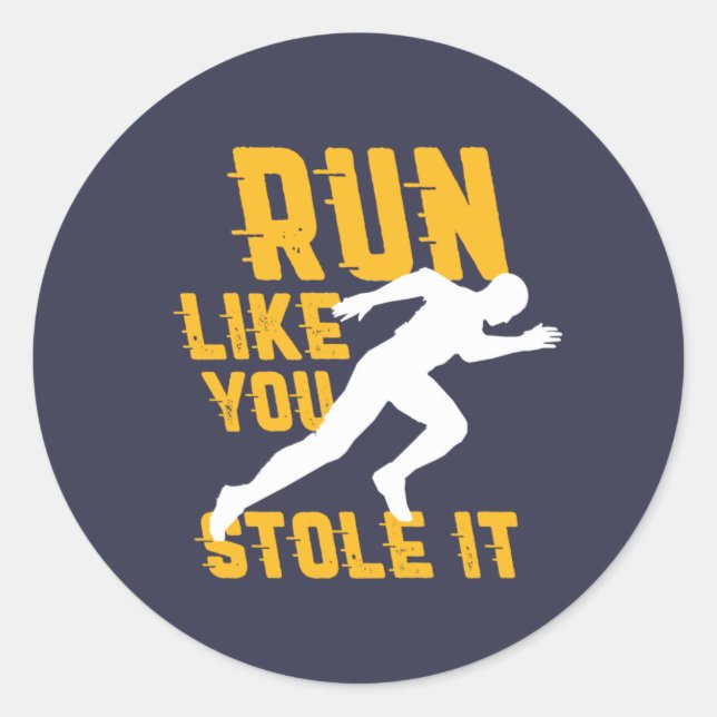 Funny Marathon Running Jogging Workout Exercise Classic Round Sticker (Front)