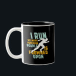 Funny Marathon Running Jogging Workout Exercise Two-Tone Coffee Mug<br><div class="desc">I run because punching people is frowned upon. Funny running design for those who love running and jogging. Cool vintage and distressed merchandise for marathon runner, track and field athlete, training and workout. Perfect to celebrate National Running Day to promote fitness and healthy lifestyle. Great Christmas gift and birthday present...</div>