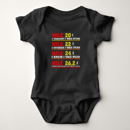 Funny Marathoner Runner Thoughts Running Joke Baby Bodysuit